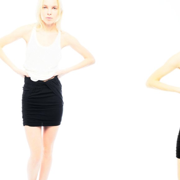 NWT IRO Black Asymmetric Draped Mini Pull On Skirt Size FR 38 S M MSRP $245 - Picture 4 of 11